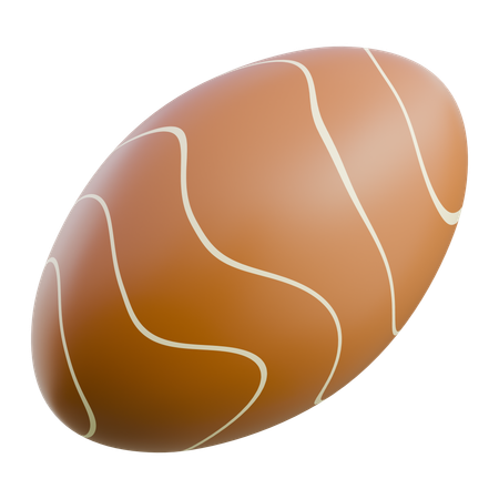 Chocolate Egg With Lines  3D Icon