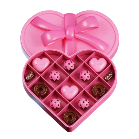 Chocolate Gift Heart Box  3D Icon
