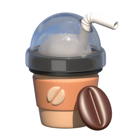 Chocolate Ice Coffee 3 D Coffee Shop Icon 3D Icon