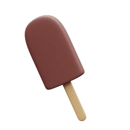 3 D Object Rendering Of Chocolate Icecream Icepop Icon Isolated 3D Illustration