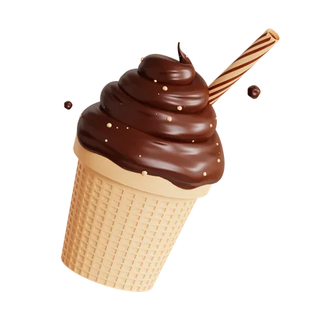 3 D Chocolate Ice Cream 3D Icon