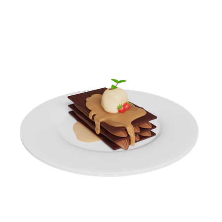 Chocolate Ice Cream Cake  3D Icon