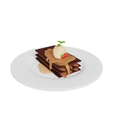 Chocolate Ice Cream Cake 3D Icon