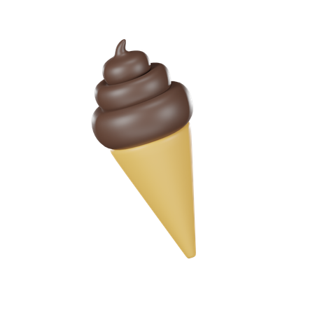 Chocolate Ice Cream Cone  3D Icon