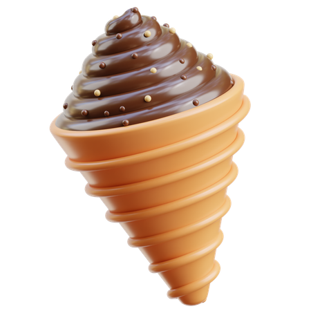 Chocolate Ice Cream Cone  3D Icon