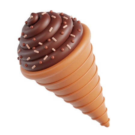 Chocolate Ice Cream Cone  3D Icon