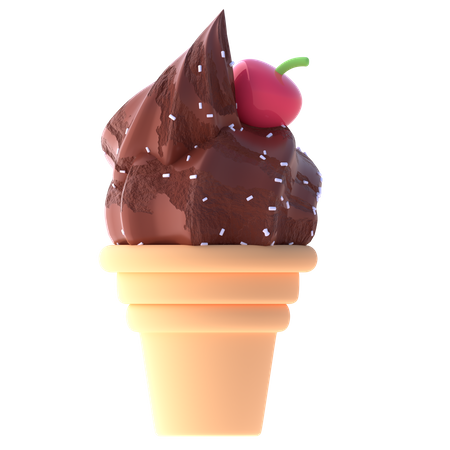 Chocolate Ice Cream Cone  3D Icon