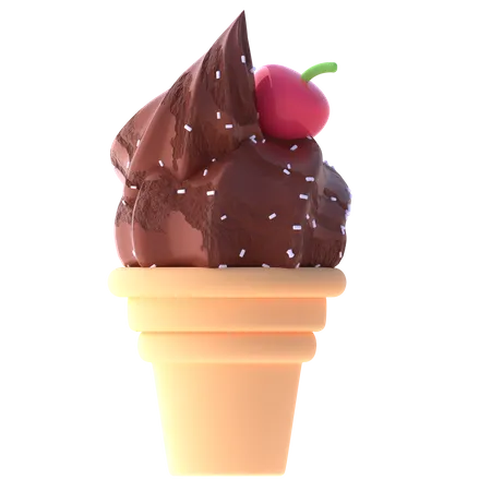 Chocolate Ice Cream Cone  3D Icon