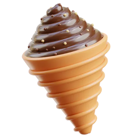 Chocolate Ice Cream Cone  3D Icon