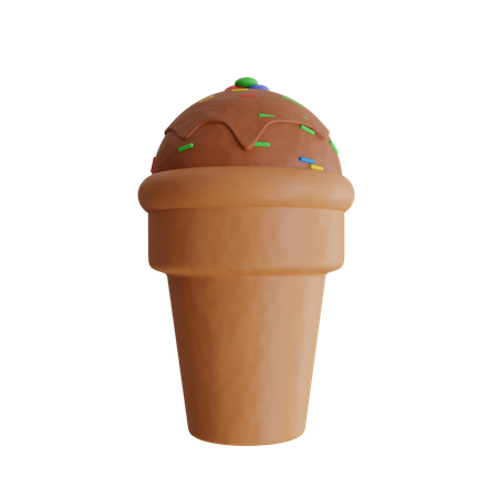 Chocolate Ice Cream Cone  3D Icon