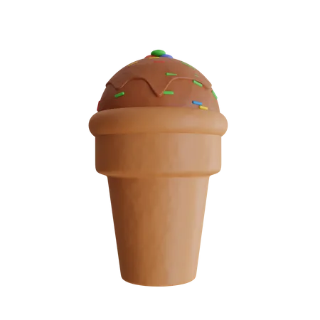 Chocolate Ice Cream Cone  3D Icon