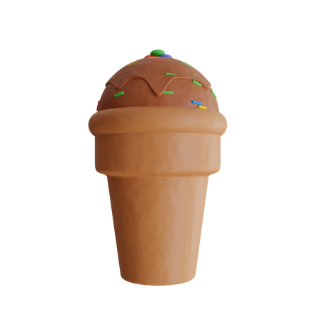 Chocolate Ice Cream Cone 3D Icon