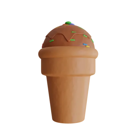 Chocolate Ice Cream Cone 3D Icon