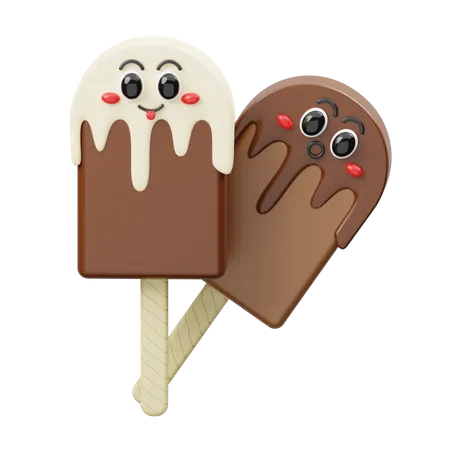 Chocolate Ice Cream Lolly  3D Icon