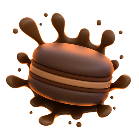 Chocolate Macaron  3D Icon