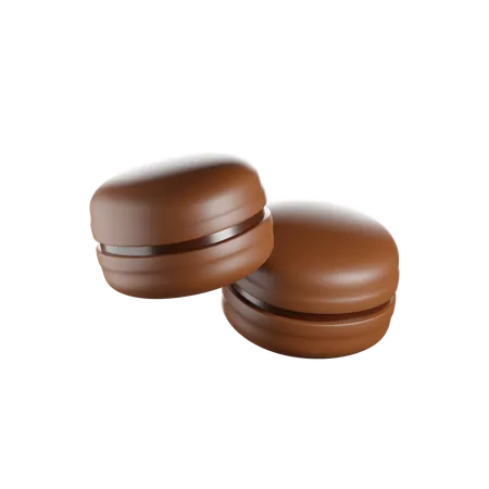 Chocolate Macaroon 3 D Render Isolated Images 3D Icon