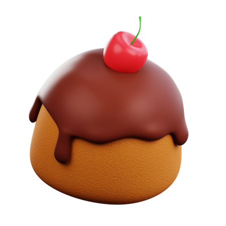 Chocolate Melted Bread With Cherry  3D Icon