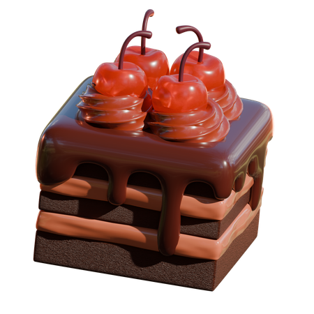 Chocolate Melted Cake With Cream  3D Icon