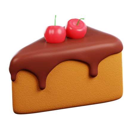 Chocolate Melted Cake With Cream And Cherry  3D Icon