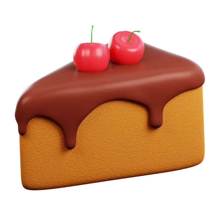 Chocolate Melted Cake With Cream And Cherry  3D Icon