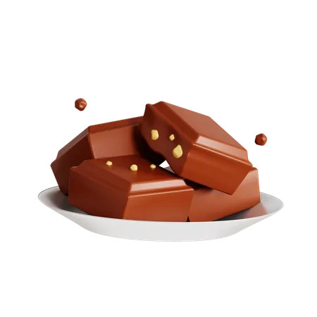 3 D Chocolate Bar On Plate 3D Icon