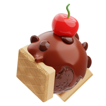 Chocolate Sandwich Ice Cream  3D Illustration