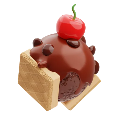 Chocolate Sandwich Ice Cream  3D Illustration