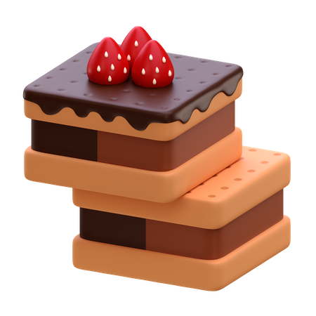 Chocolate Sandwich Ice Cream 3D Icon