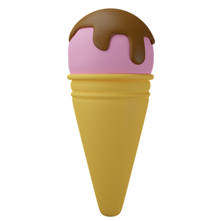 Chocolate Strawberry Ice Cream 3D Illustration
