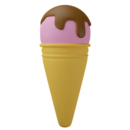 Chocolate Strawberry Ice Cream 3D Illustration