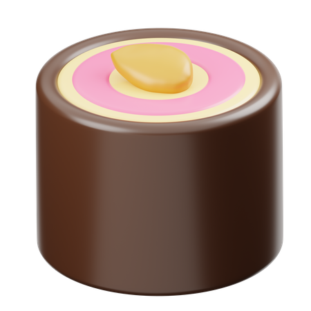 Chocolate Tube With Vanilla Cream & Almond  3D Icon