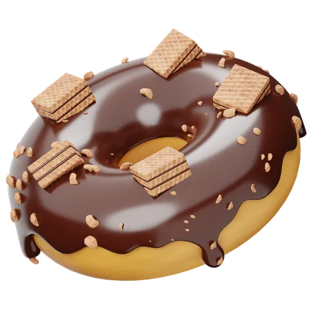 Chocolate Wafer Donut  3D Icon
