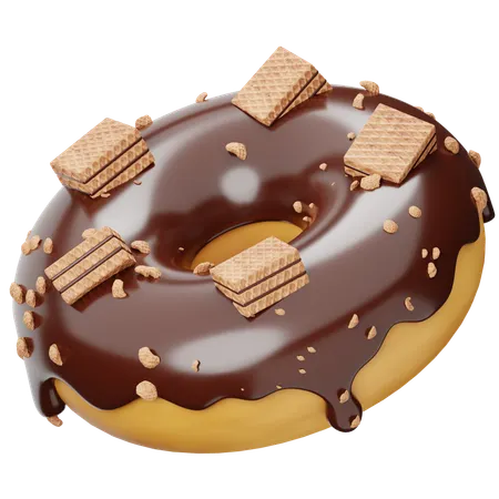 Chocolate Wafer Donut  3D Icon