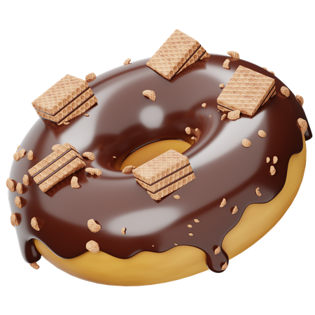 Chocolate Wafer Donut  3D Icon