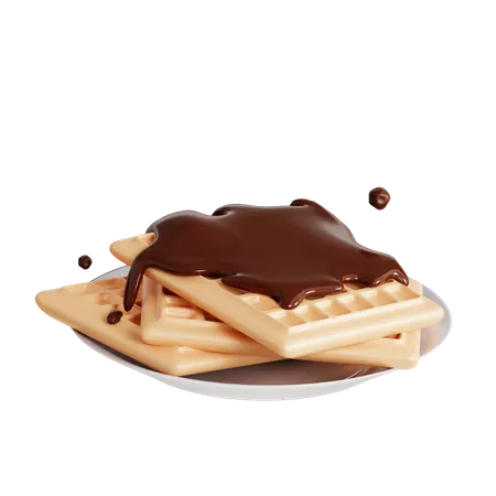3 D Chocolate Waffle 3D Icon