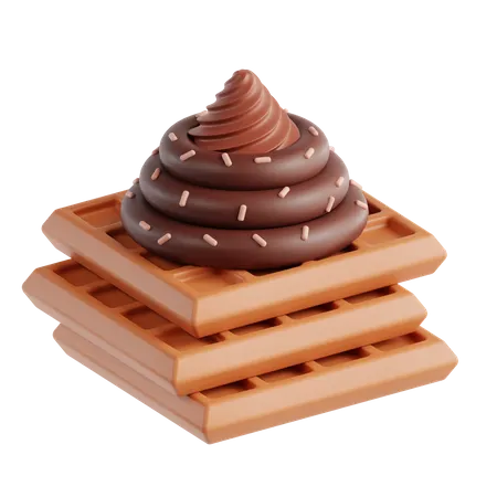 Chocolate Waffle With Ice Cream  3D Icon