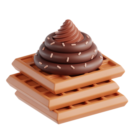 Chocolate Waffle With Ice Cream  3D Icon