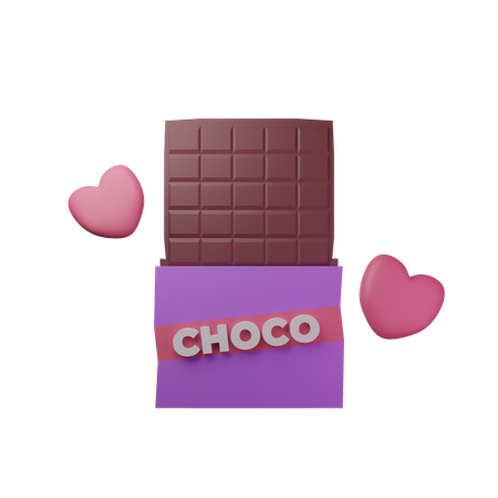 Chocolate with floating love  3D Illustration