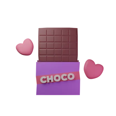 Chocolate with floating love 3D Illustration