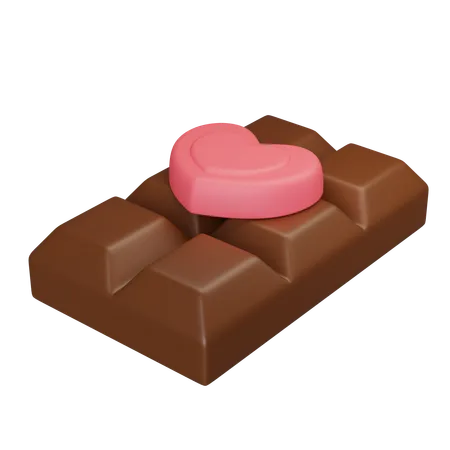 Chocolate With Heart Shape Chocolate  3D Icon