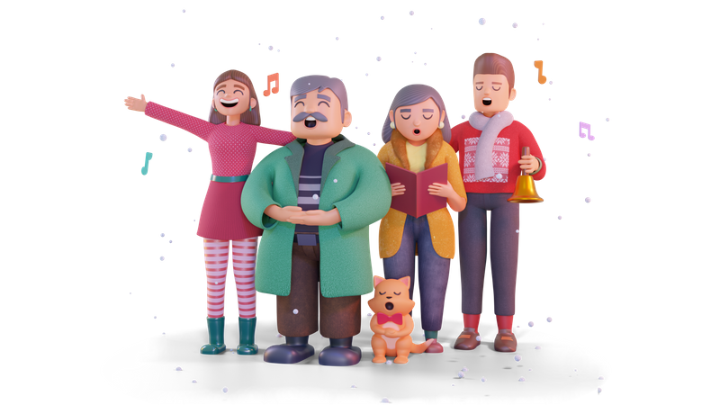 Choir of people singing Christmas carol  3D Icon