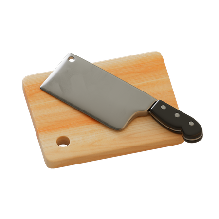 Chopping Board And Knife  3D Illustration