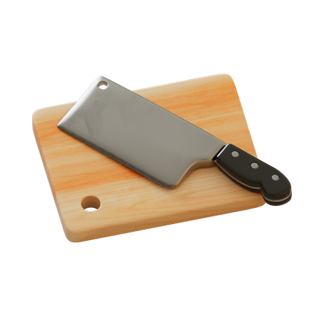 Chopping Board And Knife 3D Illustration
