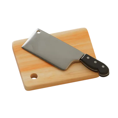 Chopping Board And Knife  3D Illustration