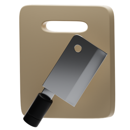 CHOPPING BOARD AND MEAT KNIFE  3D Icon