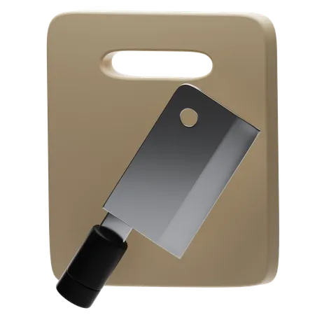 CHOPPING BOARD AND MEAT KNIFE  3D Icon