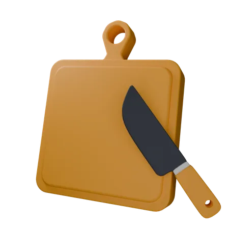 Chopping Board With Knife  3D Icon