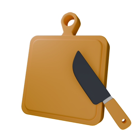 Chopping Board With Knife  3D Icon