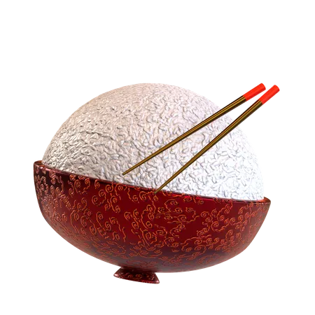 Chinese New Year Icon Rice Bowl With Chopsticks 3 D Render 3D Icon