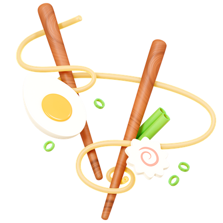Chopsticks with noodles and egg  3D Icon